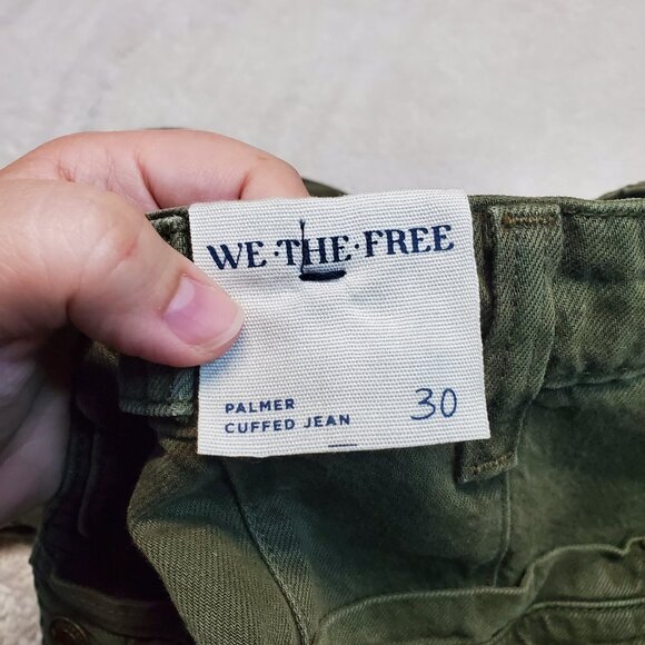 NWT We the Free Olive Green High Rise Wide Leg Palmer Cuffed Jeans 30 - Picture 10 of 13